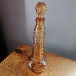 Vintage Amber Rossini Empoli Glass Decanter Genie Bottle 14”